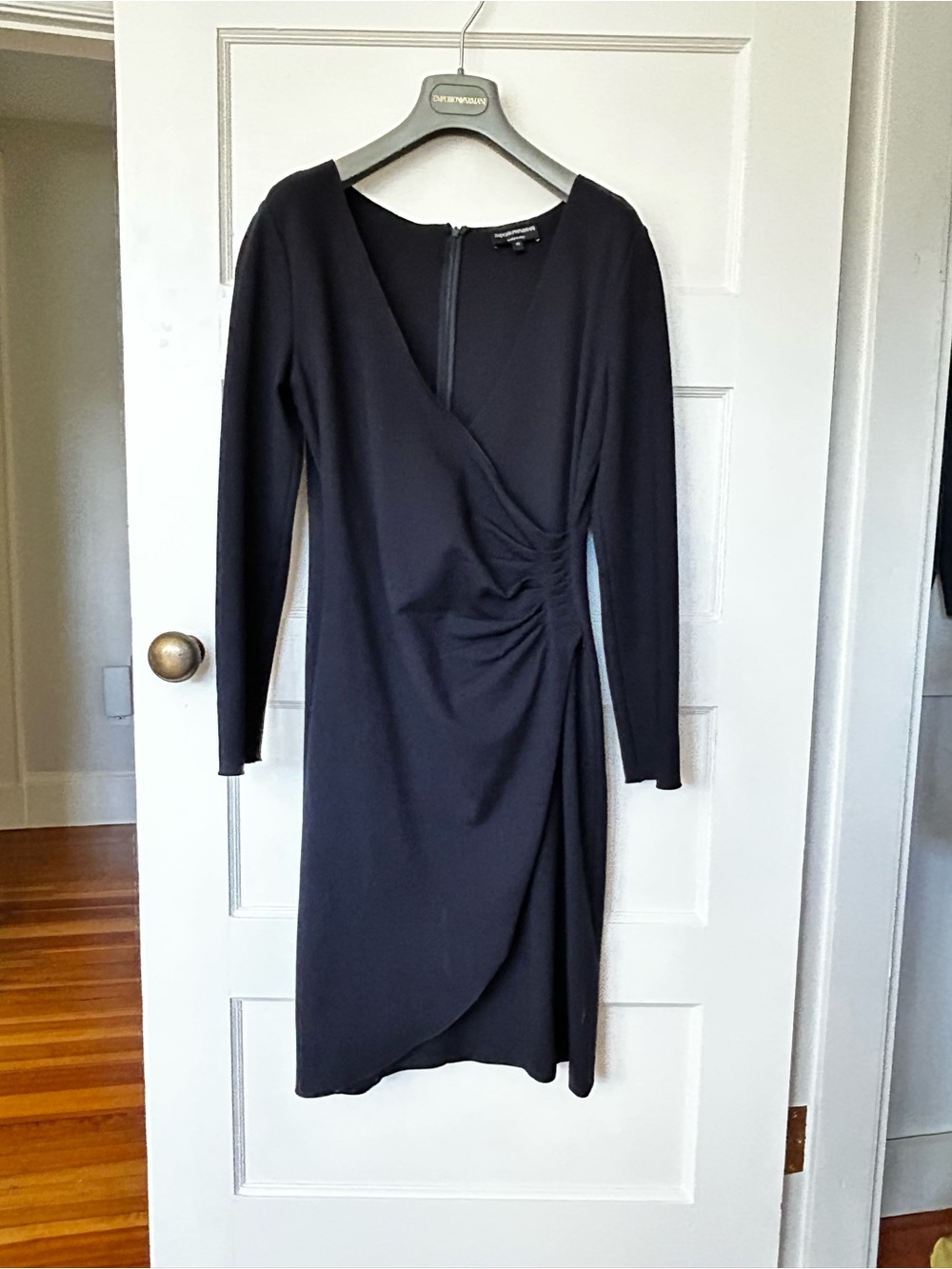 Emporio Armani Navy Faux-Wrap Dress